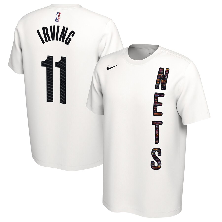 Men 2020 NBA Nike Kyrie Irving Brooklyn Nets White 201920 Earned Edition Name Number TShirt